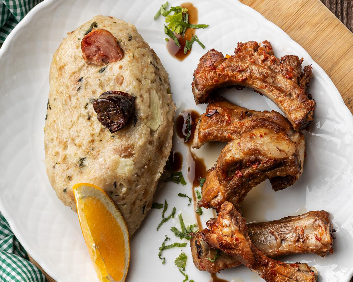 Migas alentejanas com entrecosto — Sabores do Tacho, Alentejo