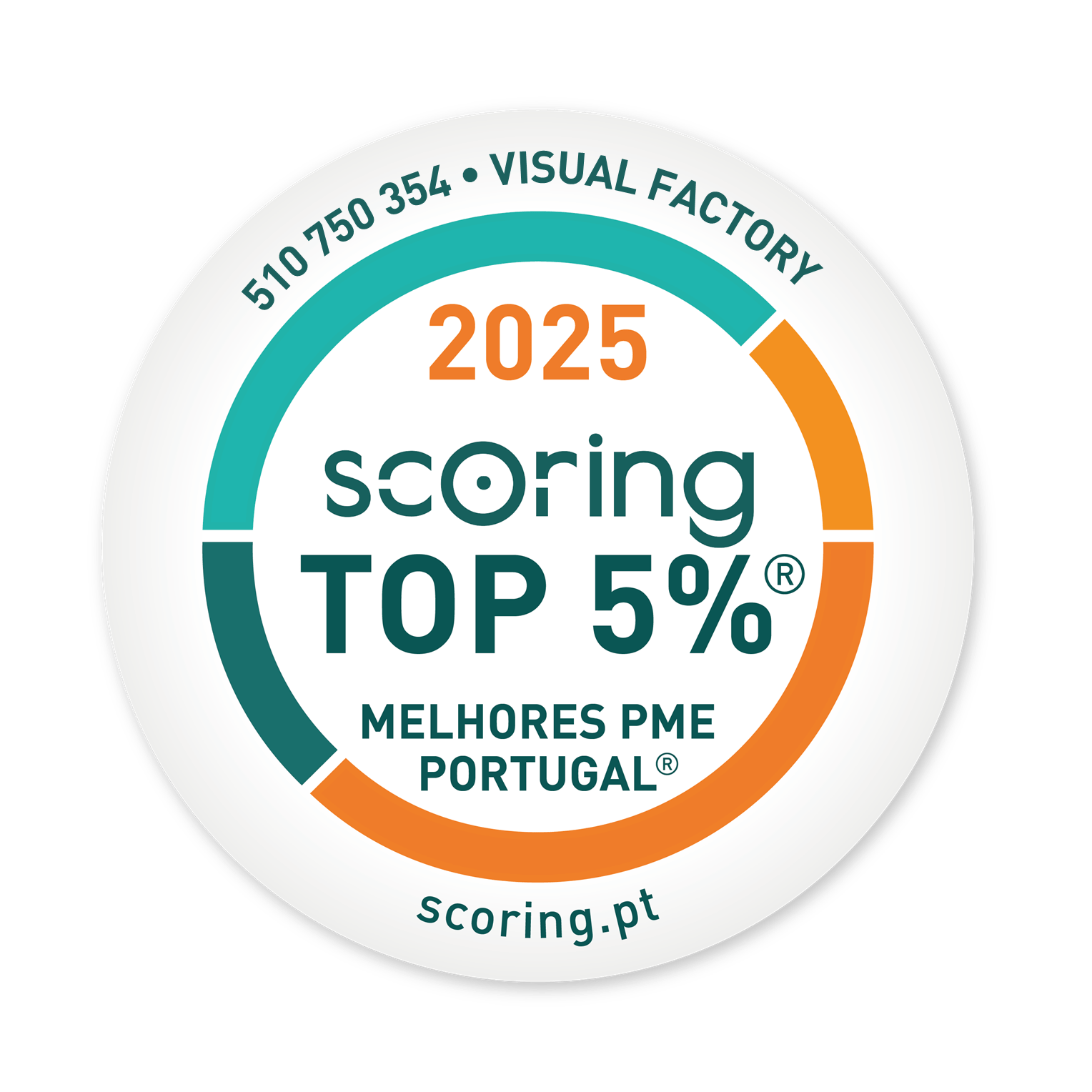 Selo TOP 5% Melhores PME de Portugal 2025 — Visual Factory